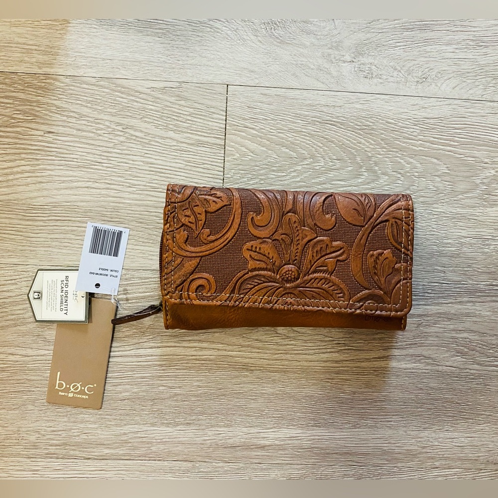 Embossed Vegan Leather Wallet RFID blocking
